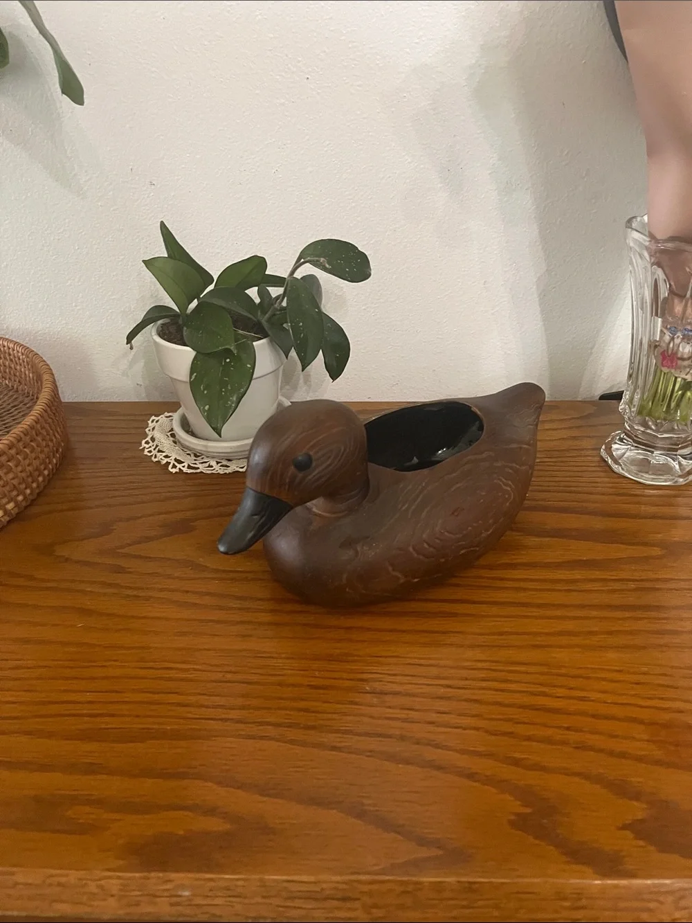 Ceramic Brown Duck Planter - Decorative Home Accent